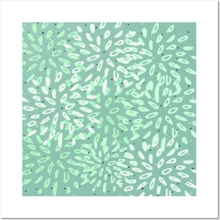 Pastel green floral pattern Posters and Art